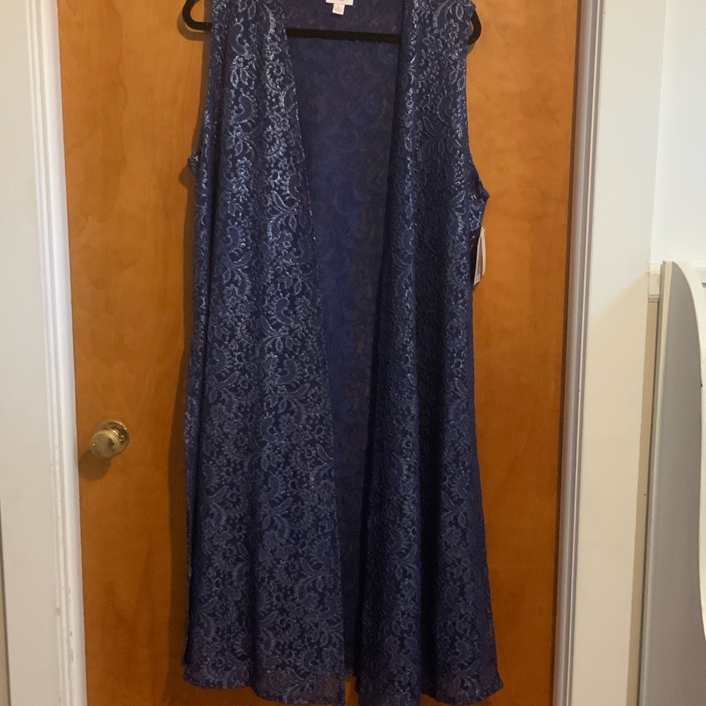 LuLaRoe Elegant Joy Vest Blue Silver Large NEW